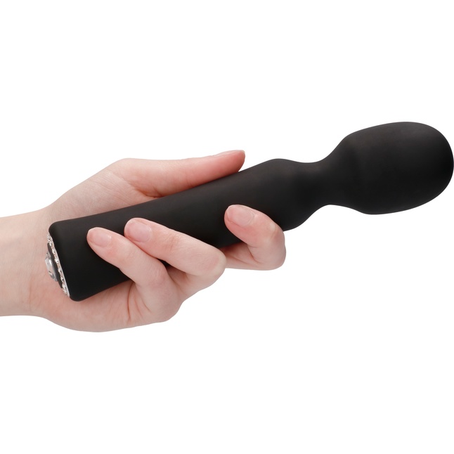Черный универсальный массажер Wand Pearl - 20 см - Discretion. Фотография 5.