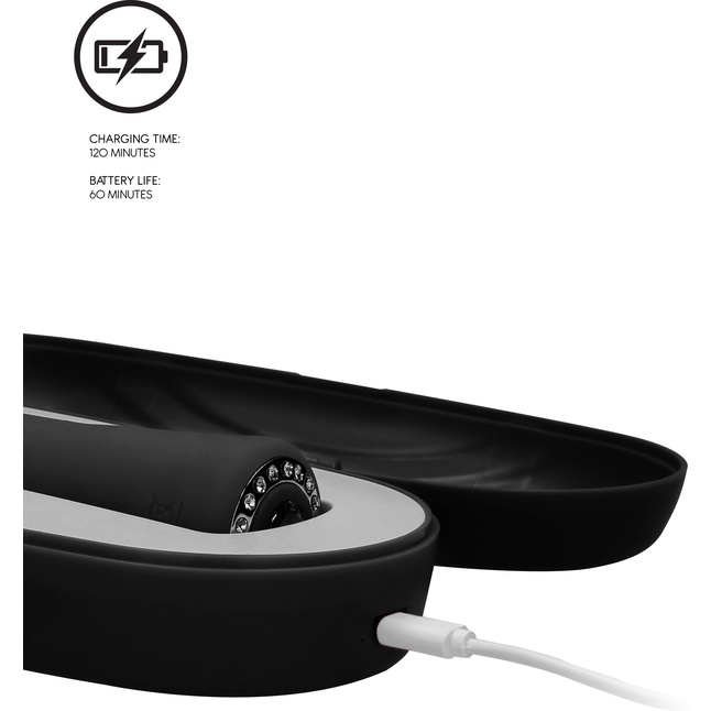 Черный универсальный массажер Wand Pearl - 20 см - Discretion. Фотография 9.