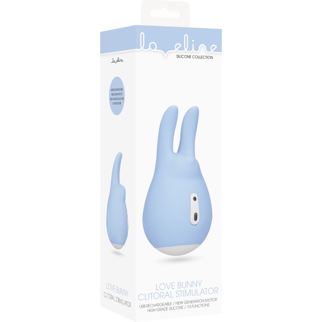 Голубой клиторальный стимулятор Love Bunny - 9,4 см - Loveline. Фотография 4.
