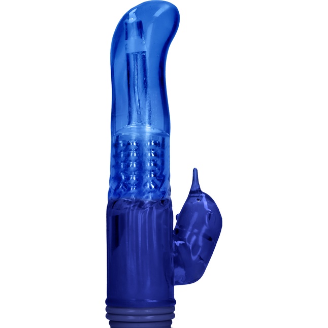 Синий вибратор-кролик Rotating Dolphin - 23 см - Shots Toys. Фотография 6.