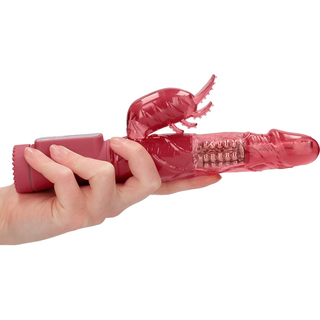 Красный вибратор-кролик Rotating Beetle - 22 см - Shots Toys. Фотография 4.