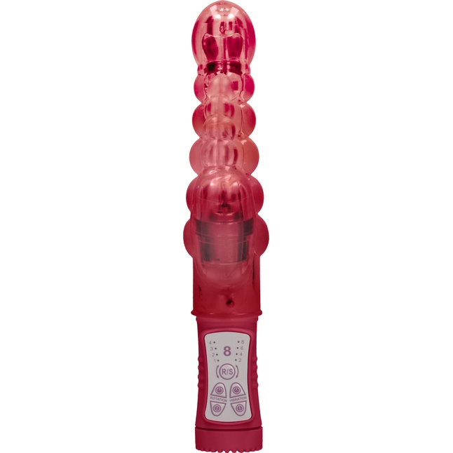 Красный вибратор-кролик Rotating Bubbles - 23,2 см - Shots Toys. Фотография 2.