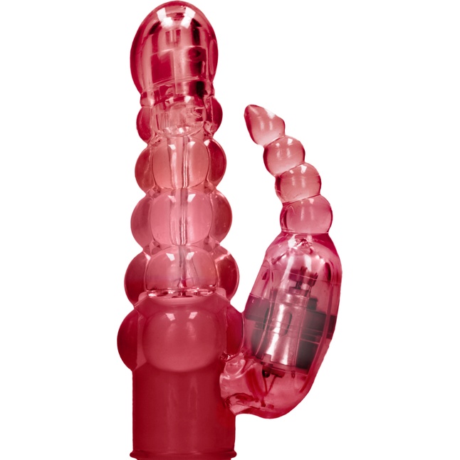 Красный вибратор-кролик Rotating Bubbles - 23,2 см - Shots Toys. Фотография 6.