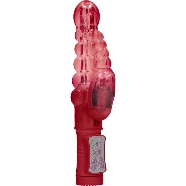 Красный вибратор-кролик Rotating Bubbles - 23,2 см - Shots Toys