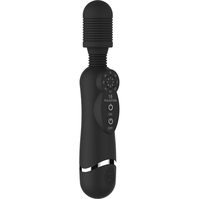 Черный универсальный массажер Silicone Massage Wand - 20 см - Shots Toys. Фотография 2.