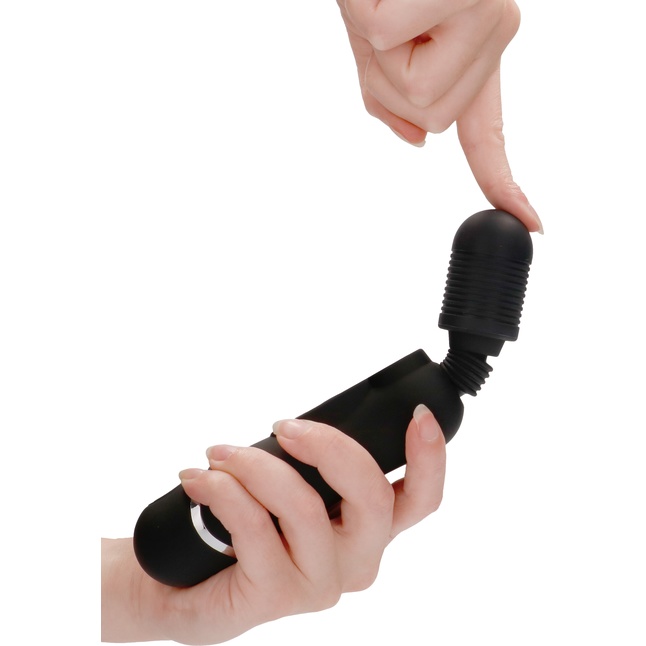 Черный универсальный массажер Silicone Massage Wand - 20 см - Shots Toys. Фотография 5.