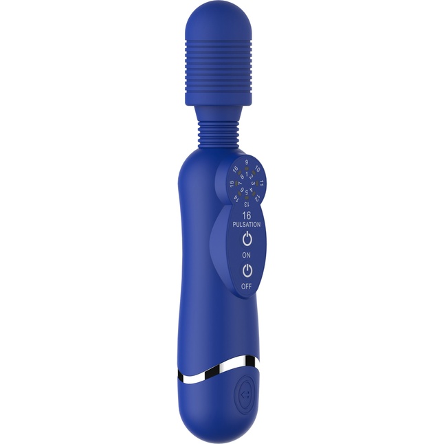 Синий универсальный массажер Silicone Massage Wand - 20 см - Shots Toys. Фотография 2.