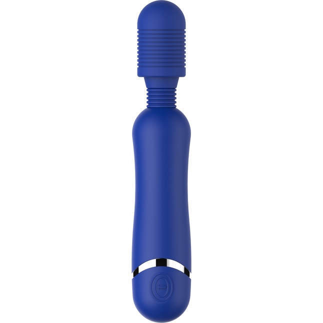 Синий универсальный массажер Silicone Massage Wand - 20 см - Shots Toys. Фотография 3.