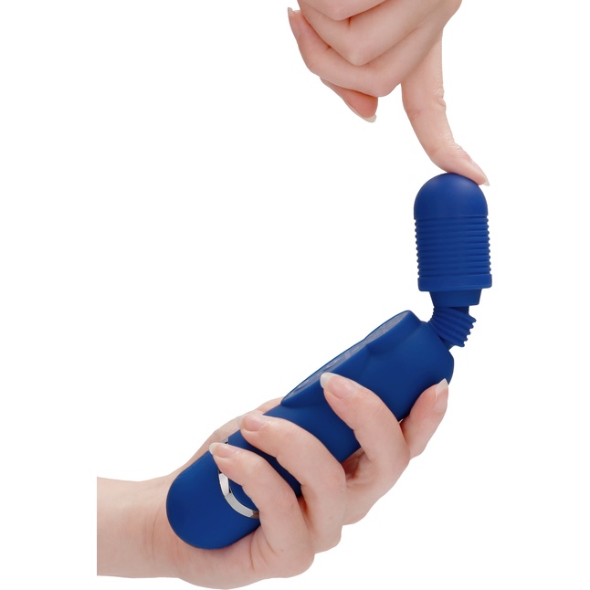 Синий универсальный массажер Silicone Massage Wand - 20 см - Shots Toys. Фотография 5.