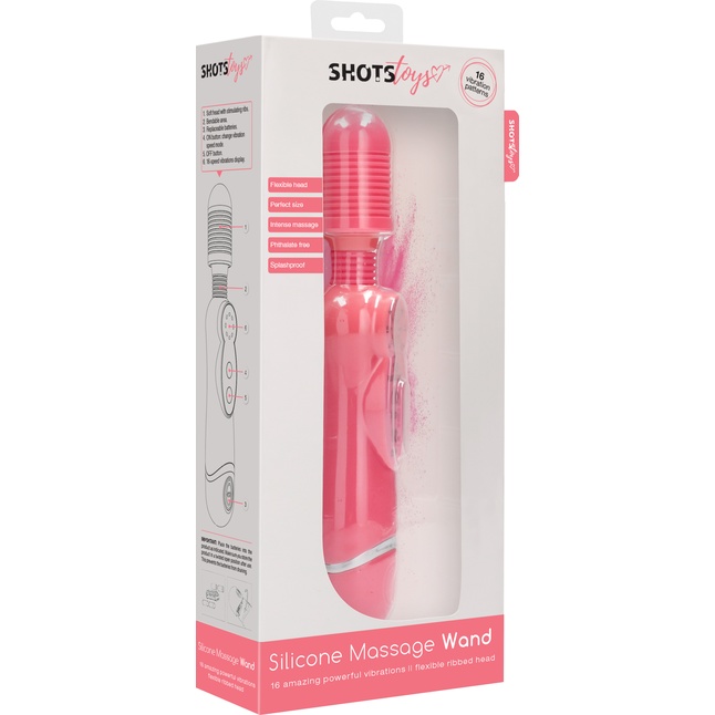 Розовый универсальный массажер Silicone Massage Wand - 20 см - Shots Toys. Фотография 7.