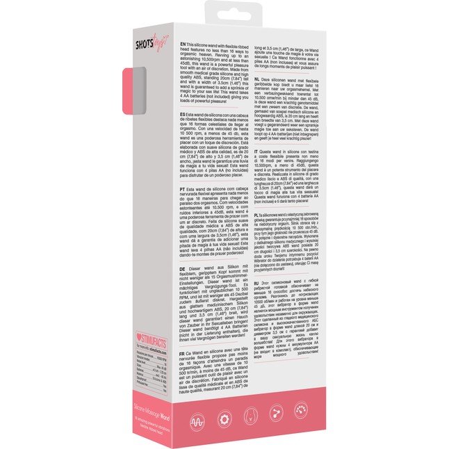 Розовый универсальный массажер Silicone Massage Wand - 20 см - Shots Toys. Фотография 8.