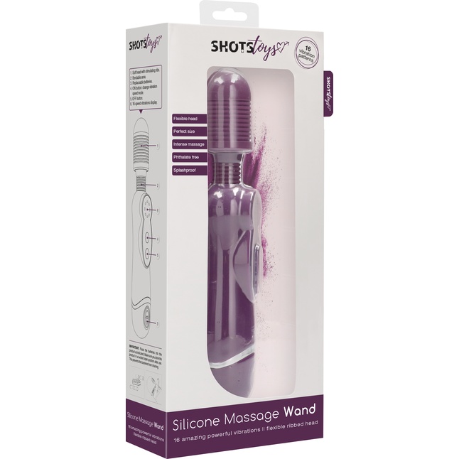 Фиолетовый универсальный массажер Silicone Massage Wand - 20 см - Shots Toys. Фотография 7.