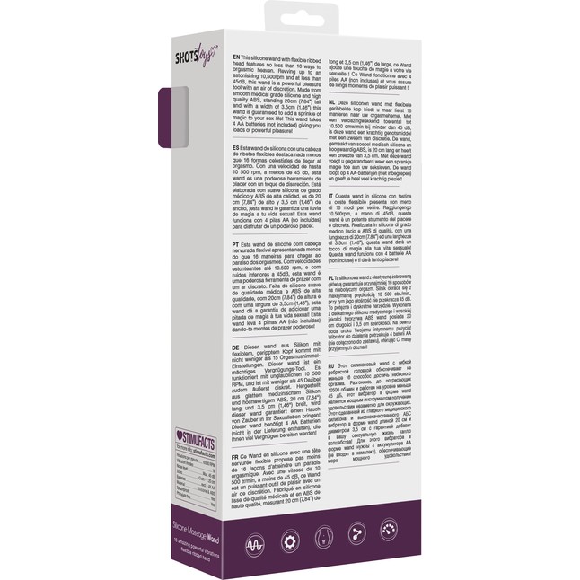 Фиолетовый универсальный массажер Silicone Massage Wand - 20 см - Shots Toys. Фотография 8.
