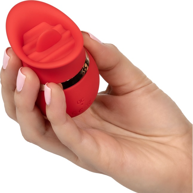 Красный вибромассажер Sweet Talker с движущимся язычком - French Kiss. Фотография 5.