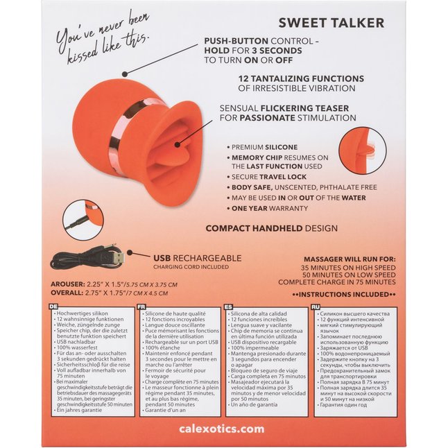 Красный вибромассажер Sweet Talker с движущимся язычком - French Kiss. Фотография 8.