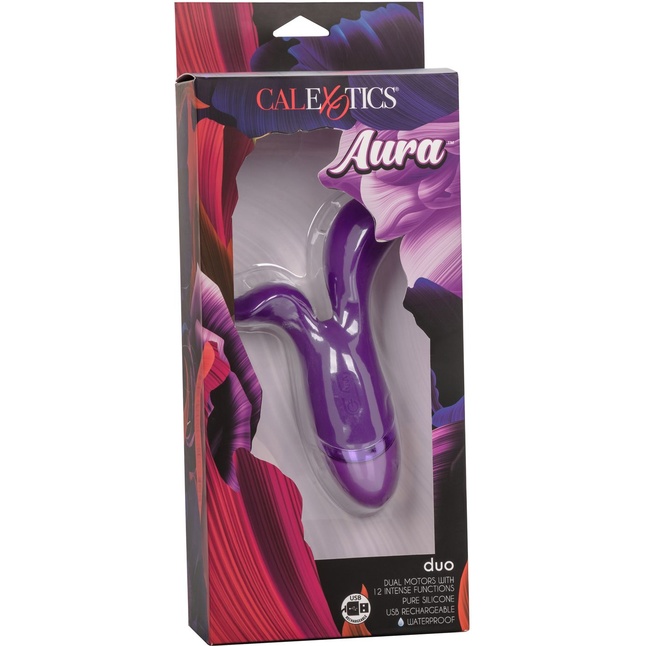 Фиолетовый раздвоенный вибромассажер Aura Duo - Aura. Фотография 10.
