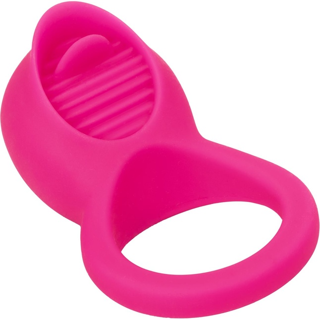 Ярко-розовое эрекционное кольцо Silicone Rechargeable Teasing Tongue Enhancer - Couples Enhancers. Фотография 4.