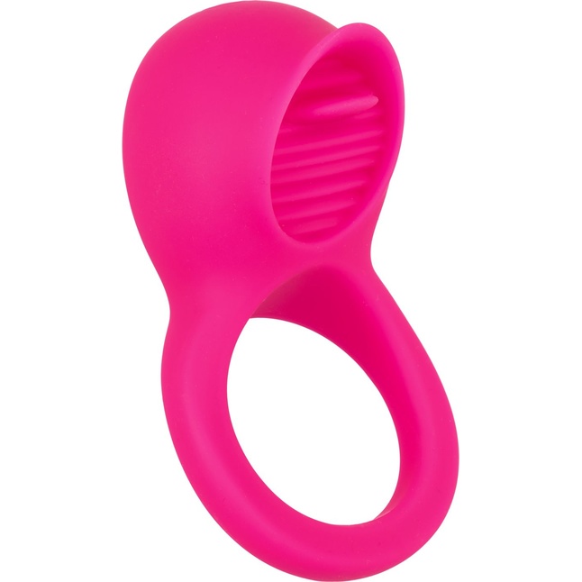 Ярко-розовое эрекционное кольцо Silicone Rechargeable Teasing Tongue Enhancer - Couples Enhancers