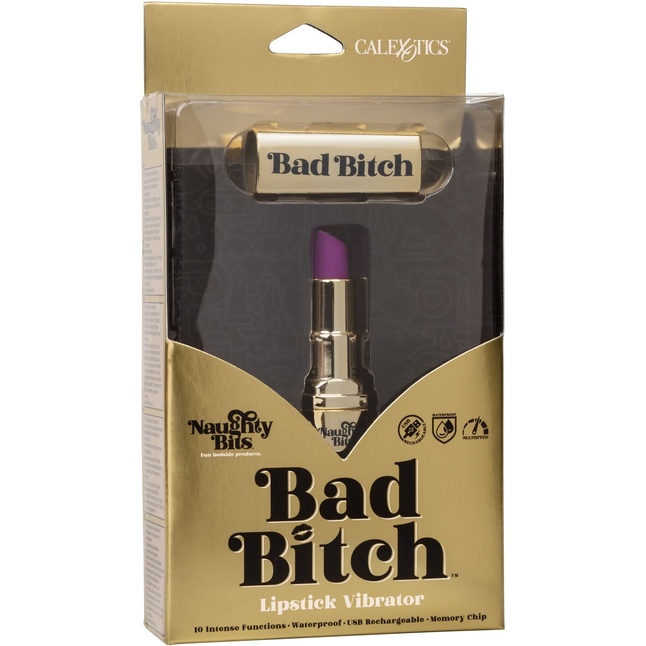 Мини-вибратор в виде тюбика помады Naughty Bits Bad Bitch Lipstick Vibrator - Naughty Bits. Фотография 3.