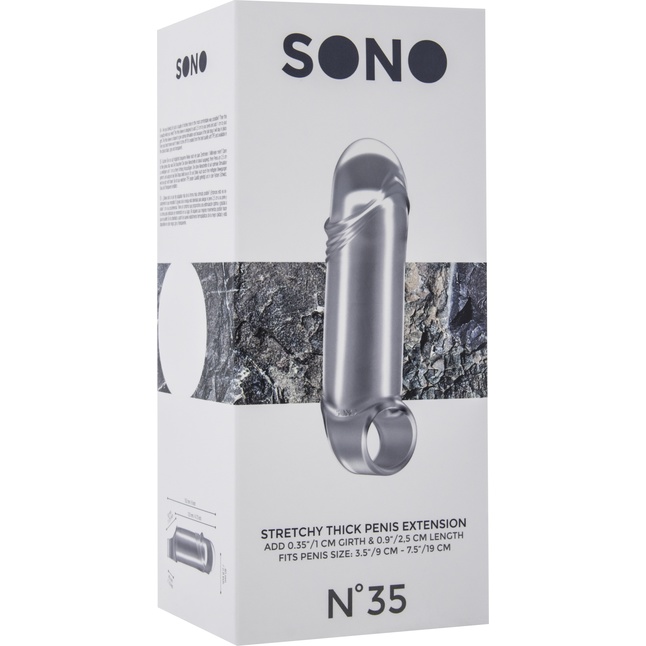 Прозрачная увеличивающая насадка с кольцом N35 Stretchy Thick Penis - 15,2 см - Sono. Фотография 3.