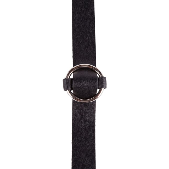 Черный кожаный чокер с колечком - BDSM accessories. Фотография 4.
