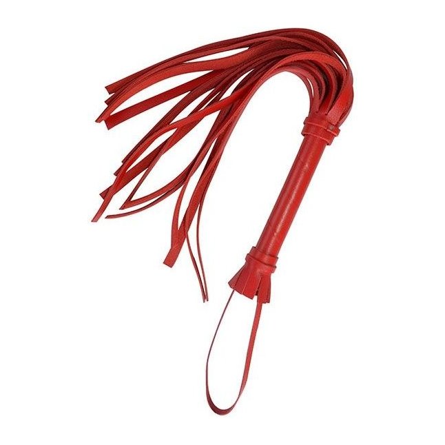Красная многохвостовая плеть с шипами - 40 см - Fetish Factory