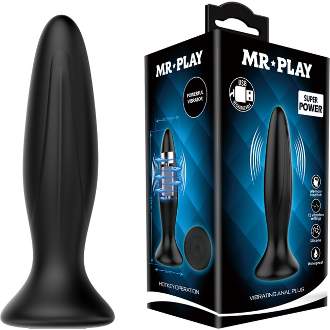 Черная анальная вибропробка Mr Play - 12,8 см - Mr.Play. Фотография 6.