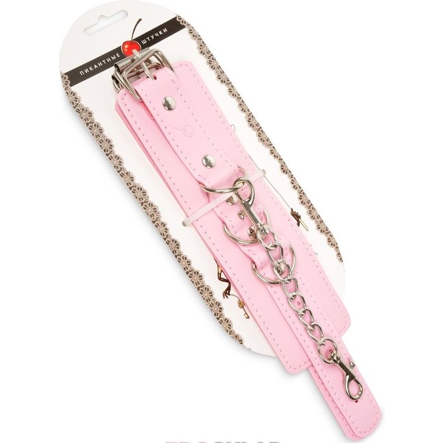 Розовые наручники с регулировкой на цепочке. Фотография 2.