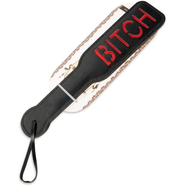 Черная шлёпалка с надписью Bitch - 31,5 см. Фотография 2.