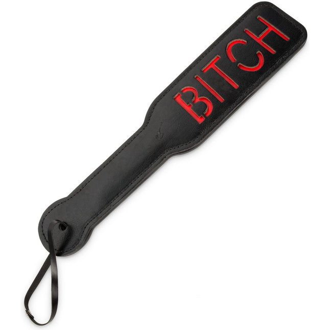 Черная шлёпалка с надписью Bitch - 31,5 см