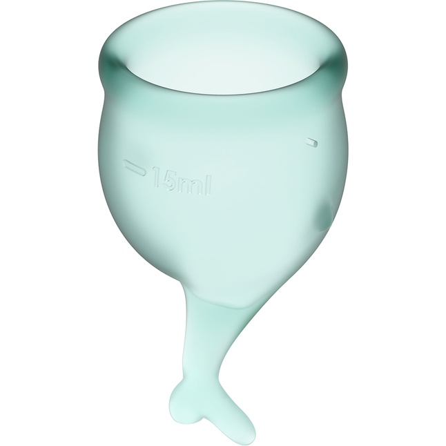 Набор темно-зеленых менструальных чаш Feel secure Menstrual Cup. Фотография 2.