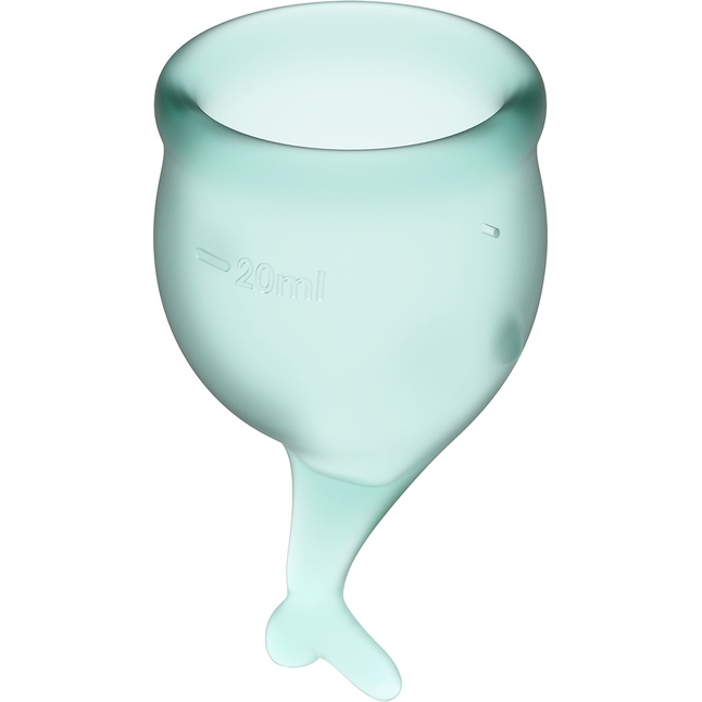 Набор темно-зеленых менструальных чаш Feel secure Menstrual Cup. Фотография 3.