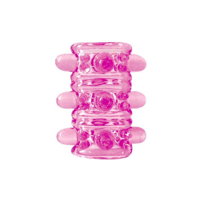 Розовая насадка на пенис Crystal sleeve с шариками и пупырышками - 5,5 см - EROWOMAN-EROMAN