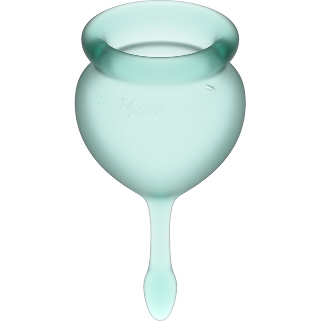Набор темно-зеленых менструальных чаш Feel good Menstrual Cup. Фотография 2.