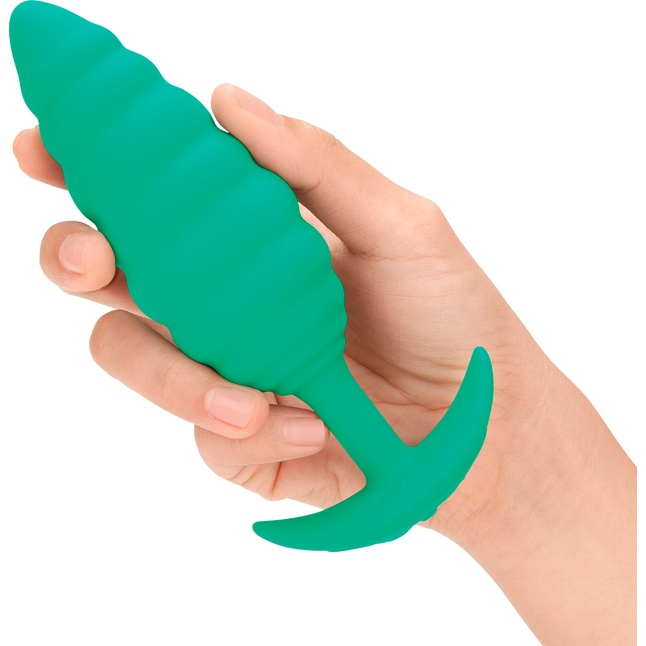 Зеленый ребристый анальный виброплаг Twist - 15,3 см. Фотография 3.
