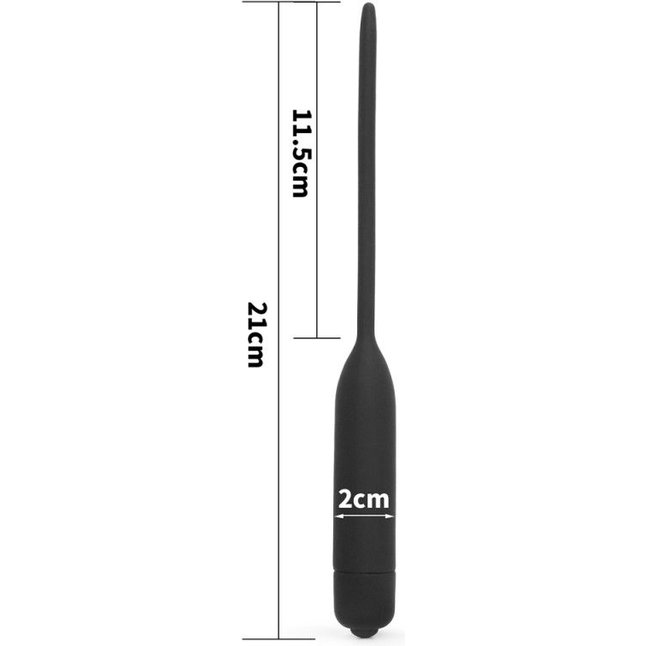 Черный уретральный виброплаг Silicone Vibrating Urethral Dilator - 21 см. Фотография 5.