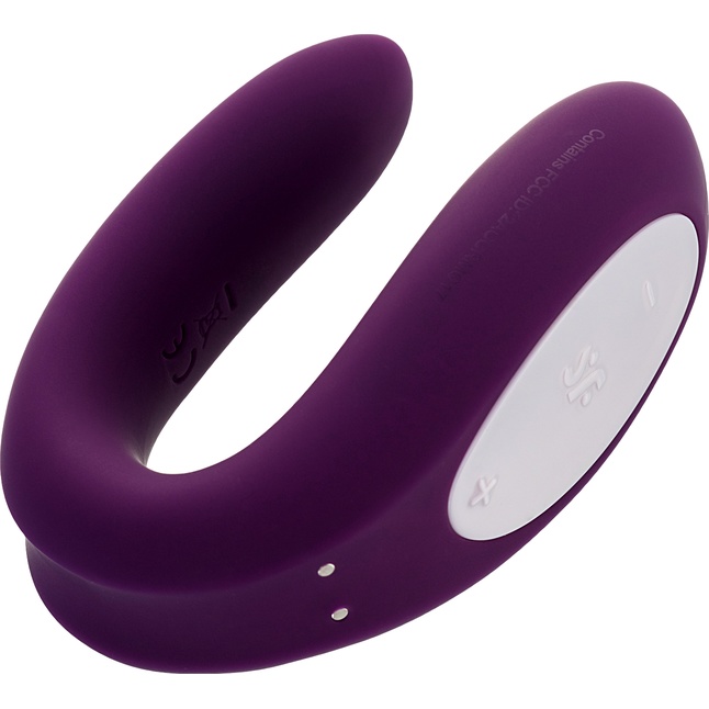 Фиолетовый вибратор для пар Double Joy с управлением через приложение. Фотография 5.