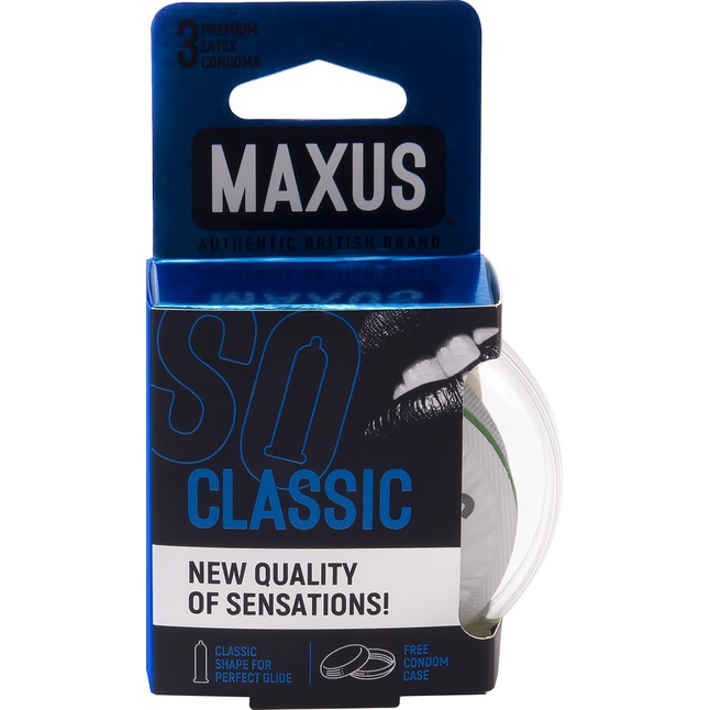 Классические презервативы в пластиковом кейсе MAXUS AIR Classic - 3 шт