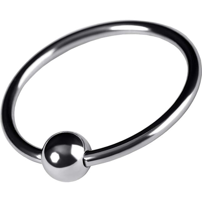 Серебристое кольцо на пенис с шариком - Metal