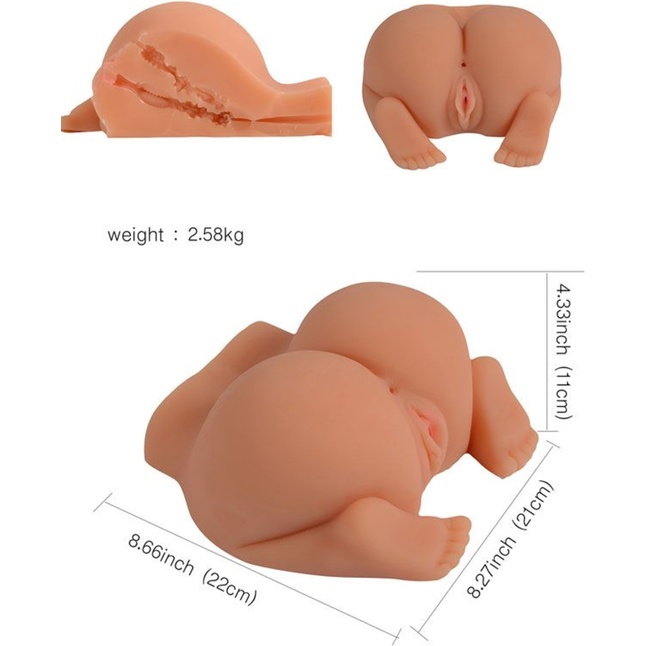 Телесная реалистичная вагина-полуторс SHEQU. Фотография 2.