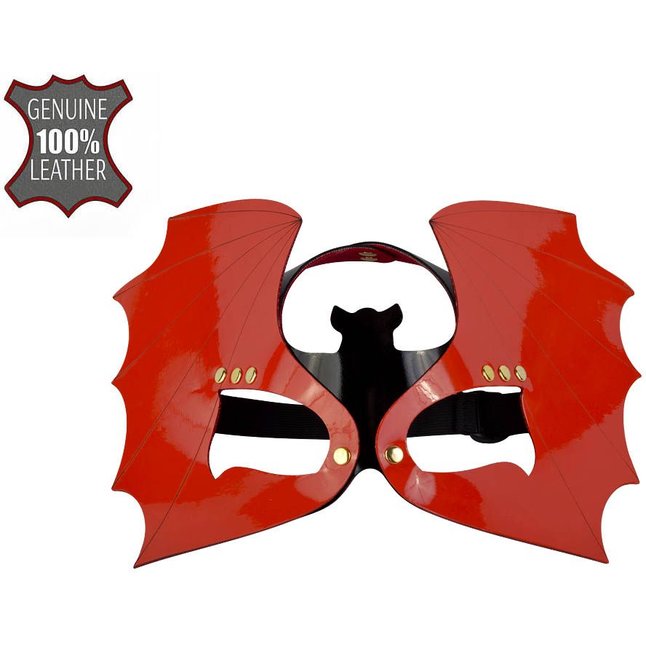 Красно-черная лаковая маска Летучая мышь - BDSM accessories