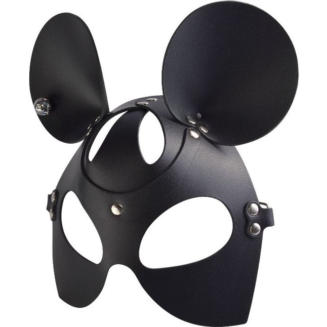 Черная кожаная маска Мышка - BDSM accessories