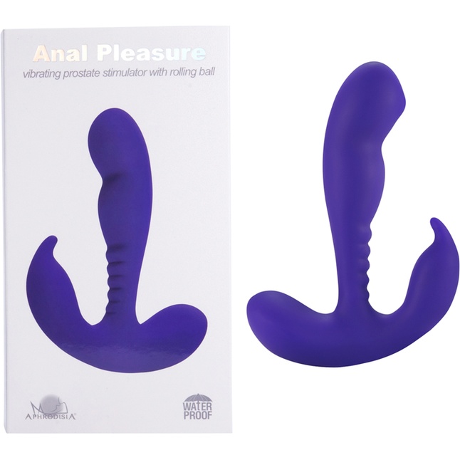 Фиолетовый стимулятор простаты Anal Vibrating Prostate Stimulator with Rolling Ball - 13,3 см. Фотография 3.
