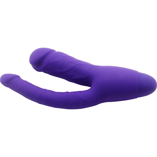 Фиолетовый двойной вибратор INDULGENCE Insatiable Desire - 21,5 см. Фотография 2.