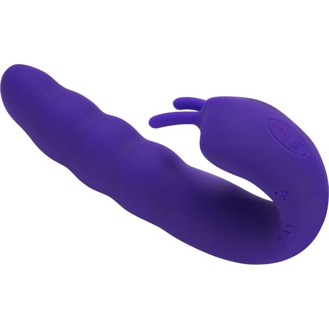 Фиолетовый вибратор Ribbed Dual Stimulator with Rolling Ball - 17 см. Фотография 2.