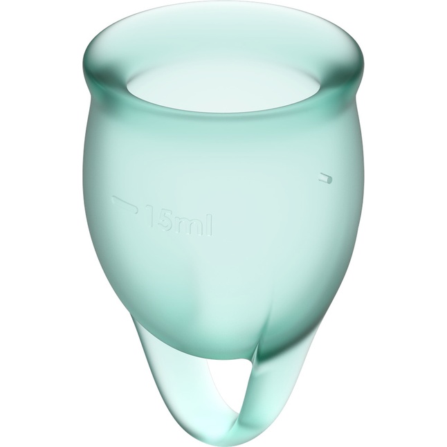 Набор темно-зеленых менструальных чаш Feel confident Menstrual Cup. Фотография 2.