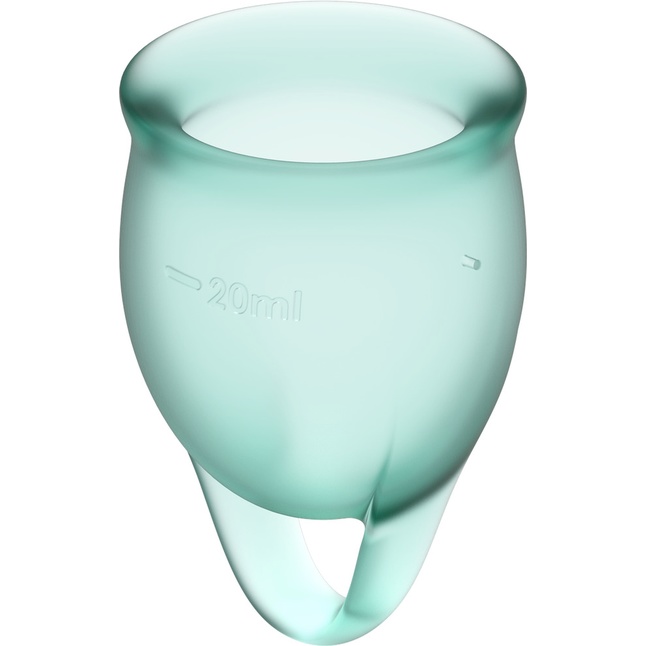 Набор темно-зеленых менструальных чаш Feel confident Menstrual Cup. Фотография 3.