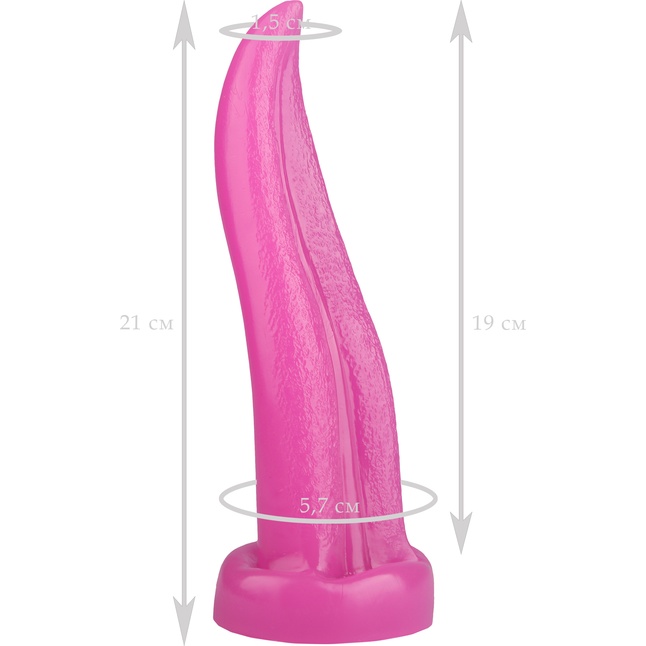 Розовая изогнутая анальная втулка-язык - 21 см. Фотография 5.
