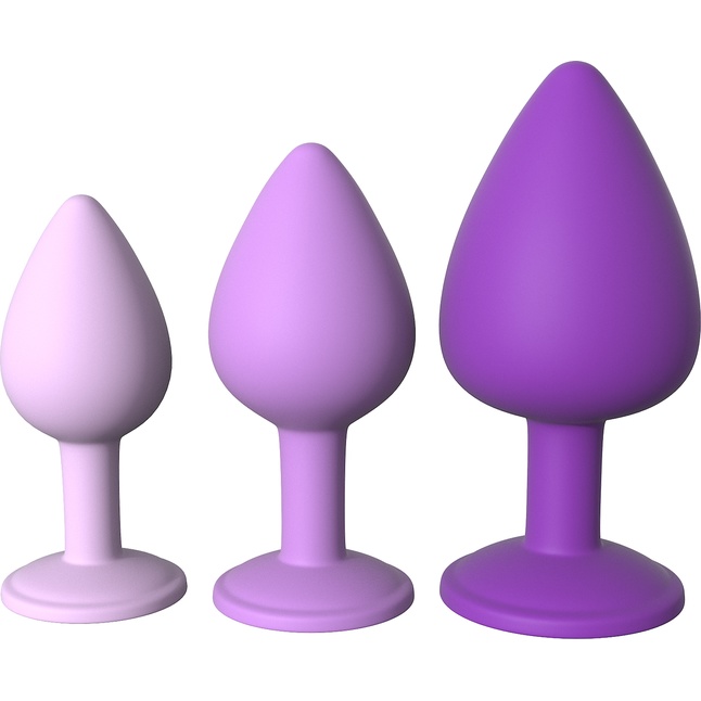 Набор из 3 фиолетовых анальных пробок со стразами Little Gems Trainer Set - Fantasy For Her