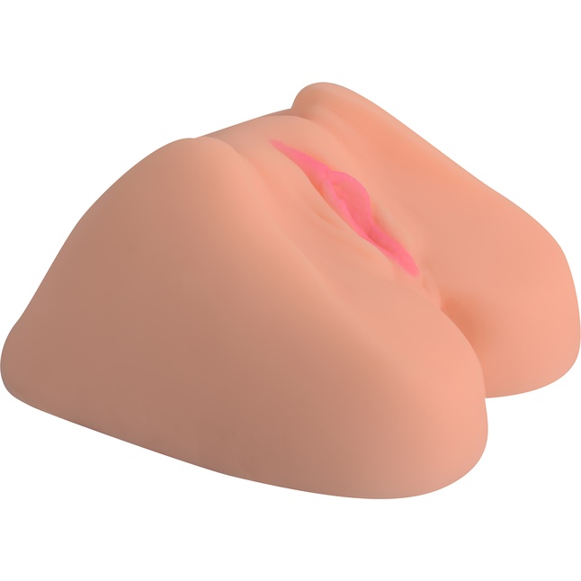 Телесная вагина с розовыми губками и двумя отверстиями. Фотография 2.